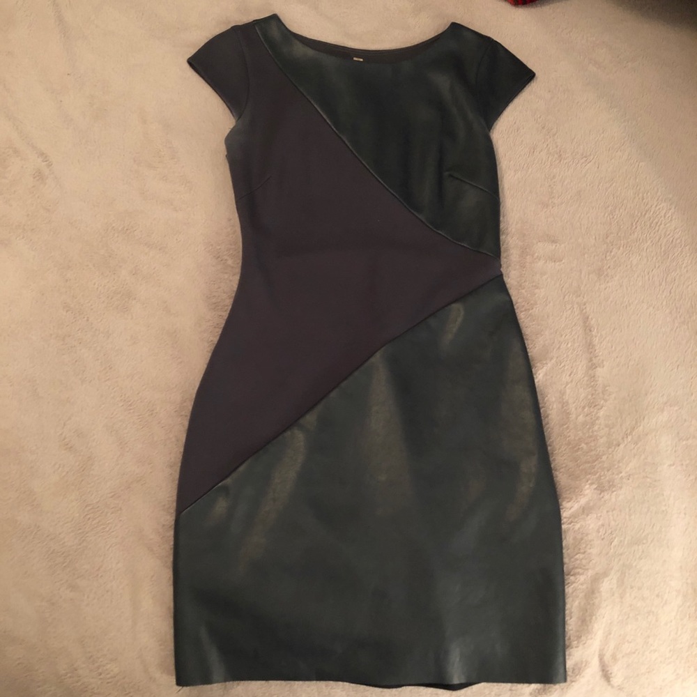 Faux leather and fabric mini dress